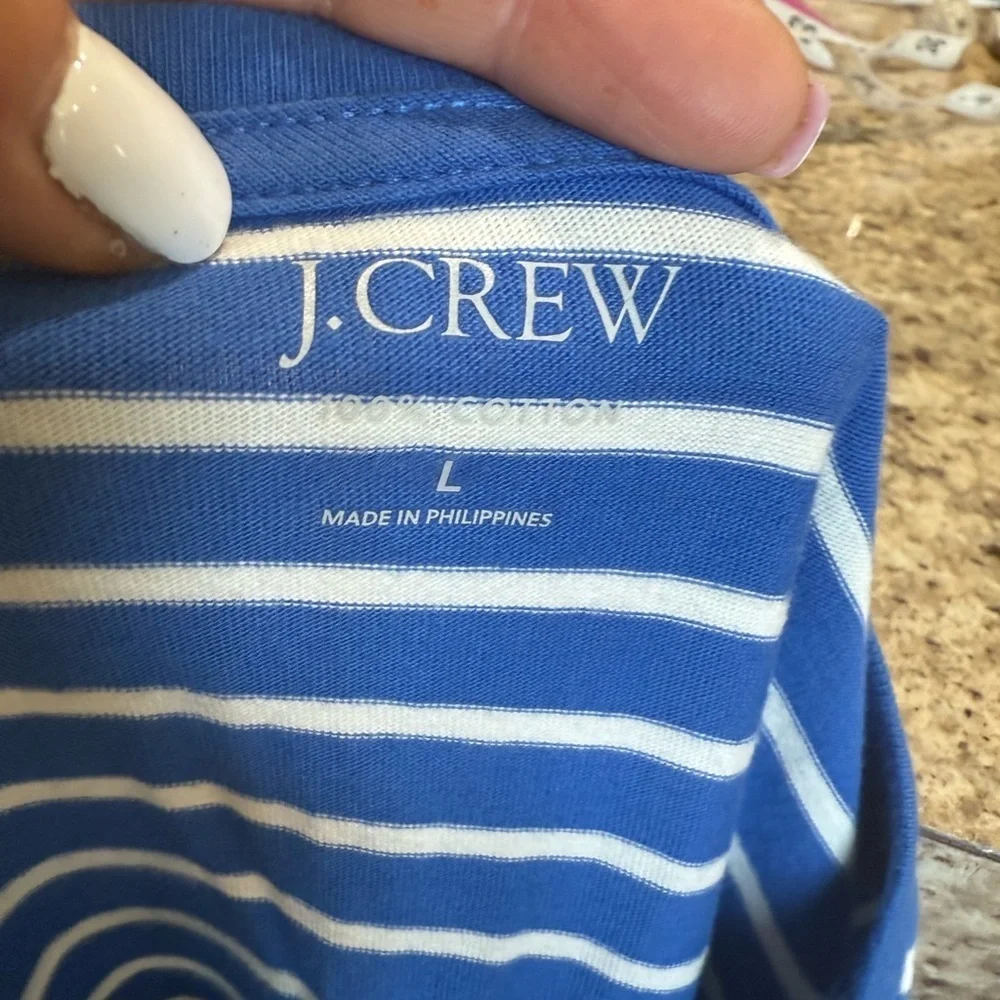 J Crew Blue and White Striped Short Sleeve Tee